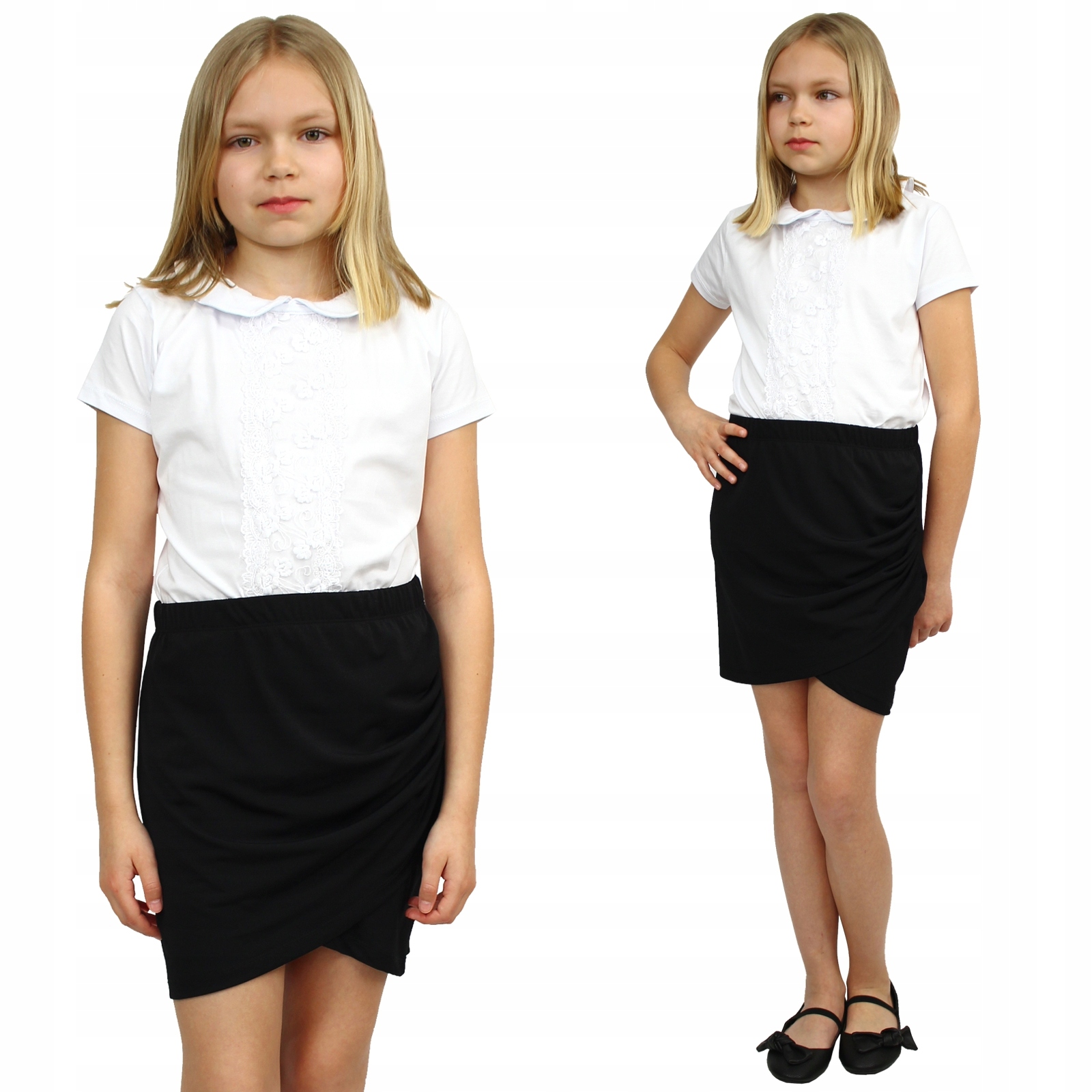 Elegancka SPÓDNICZKA Mini TUBA Kopertowa 146/152 Wiek dziecka 11 lat +