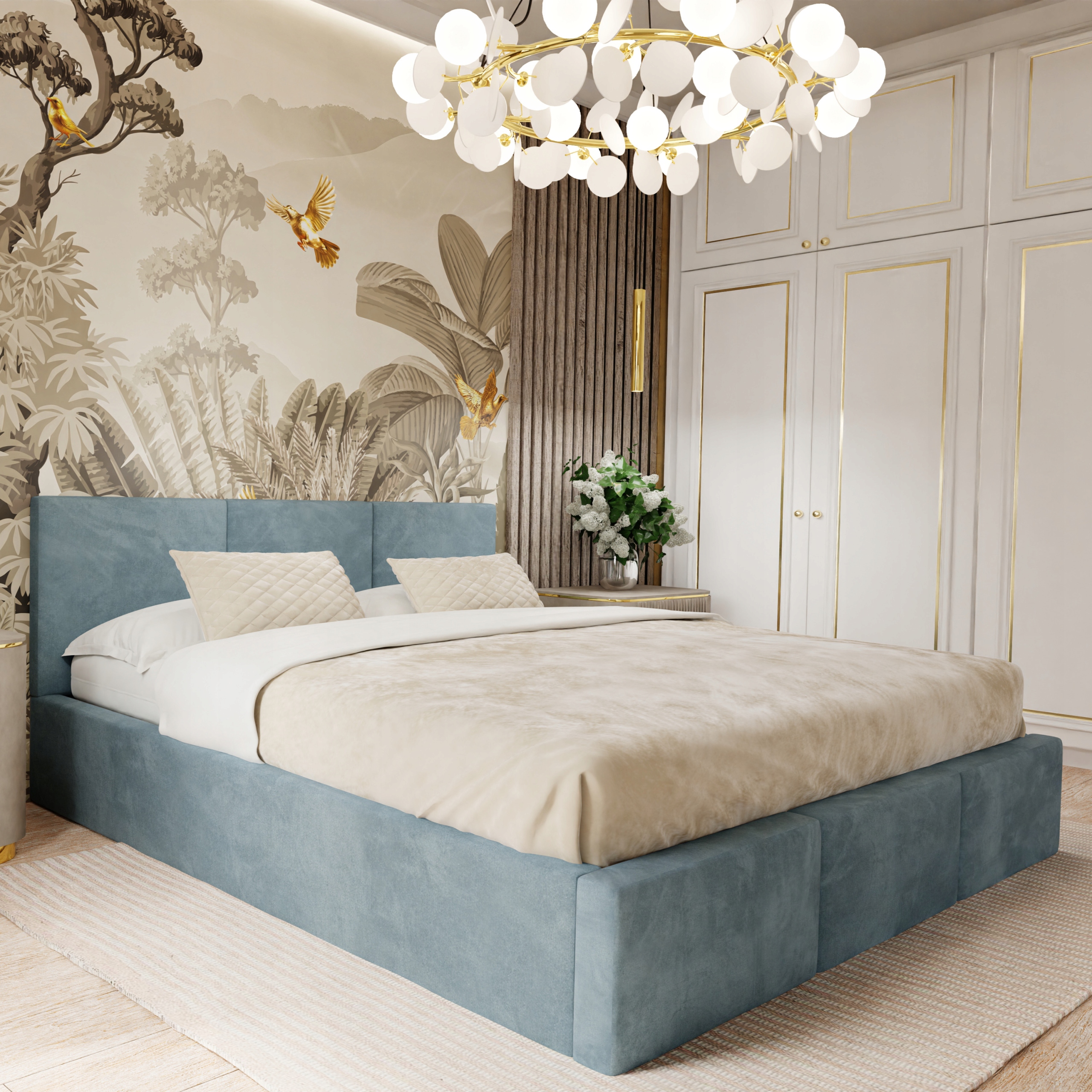 Čalouněná Postel Do Ložnice 180x200 Manželská Postel S Mořským Úložným Prostorem