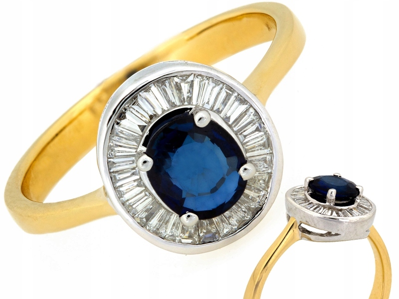 Prstýnek 585 14 kt se safírem a brilianty 2.99 g, hmotnost 0.280 ct R17