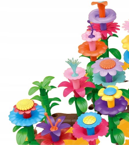 KLOCKI KWIATKI OGRÓD KREATYWNY KWIATY UKŁADANKA KONSTRUKCYJNE ZESTAW 198 EL Wiek dziecka 3 lata +