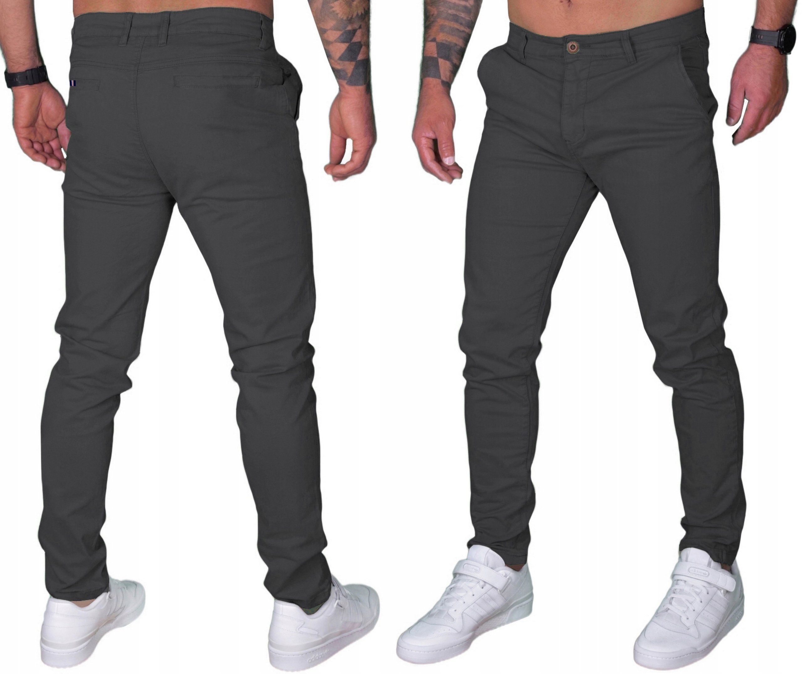 Chinosy Męskie Spodnie Klasyczne Gładkie Jakość