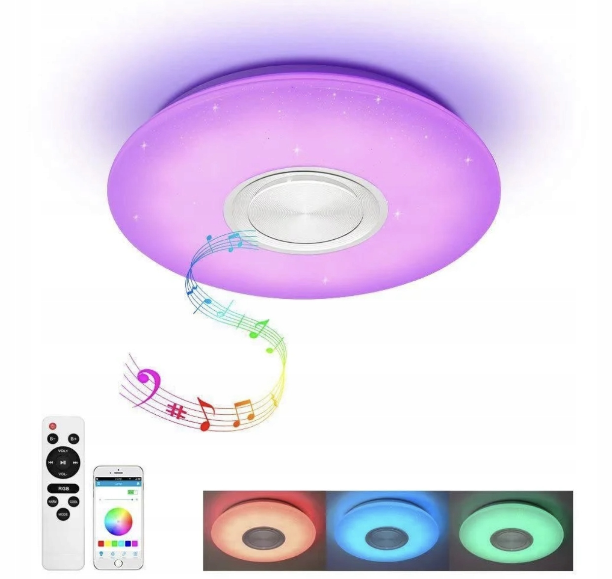 Plafon Led Rgb Z Głośnikiem