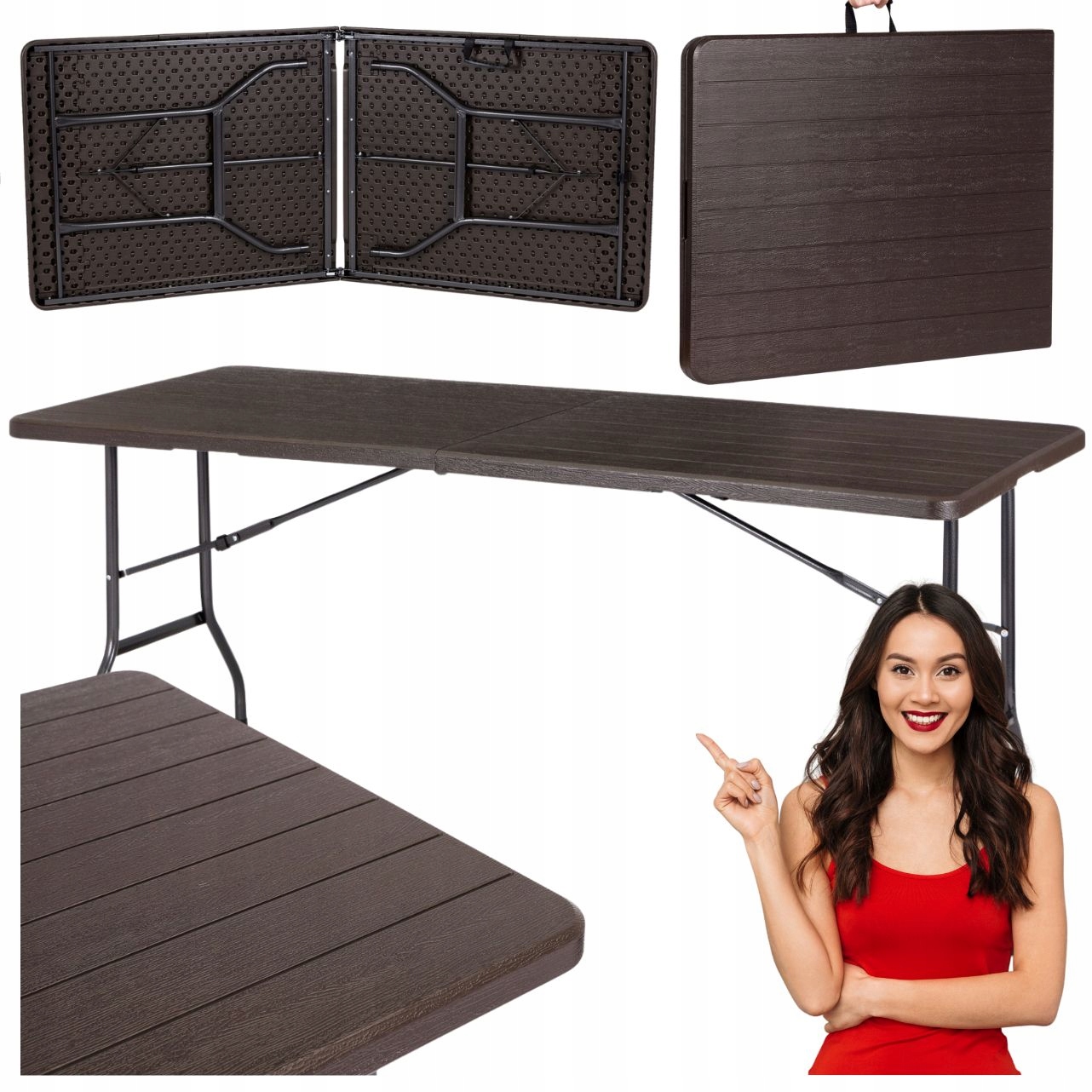 Stół Składany Cateringowy XXL 180cm Bankietowy Ogrodowy Walizka Duży Plener