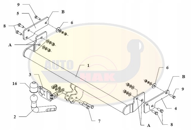 HAK HOLOWNICZY + WIĄZKA 7 PIN CITROEN ZX 1991-1997 Producent Auto-hak