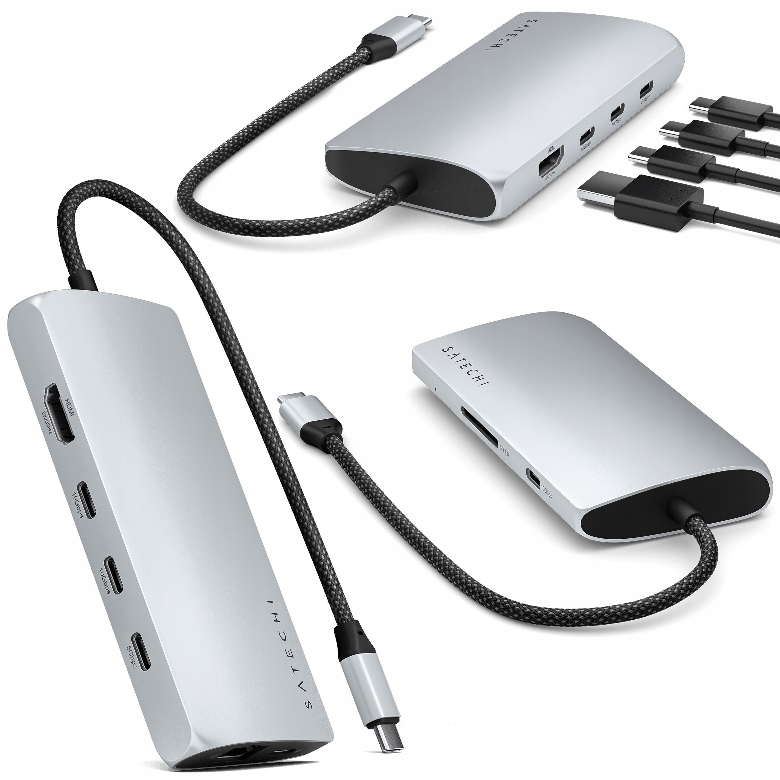 Satechi Multiport Adapter 8K Hub Usb-c na Usb-c Hdmi 3x Usb-a Sd Uhs-ii