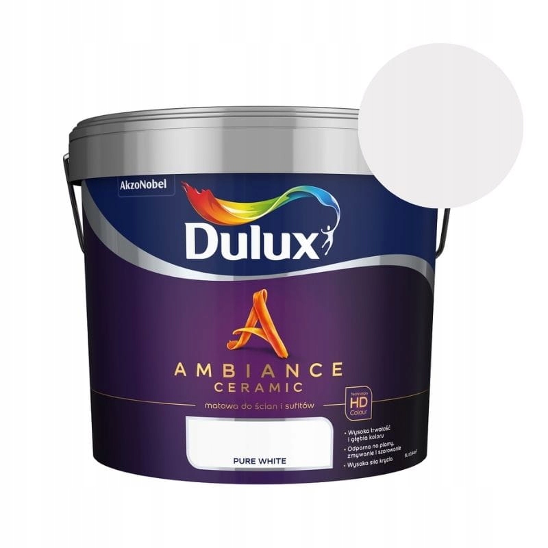 Dulux Ambiance Ceramic Farba Ceramiczna Odporna Na Szorowanie Pure White 9L