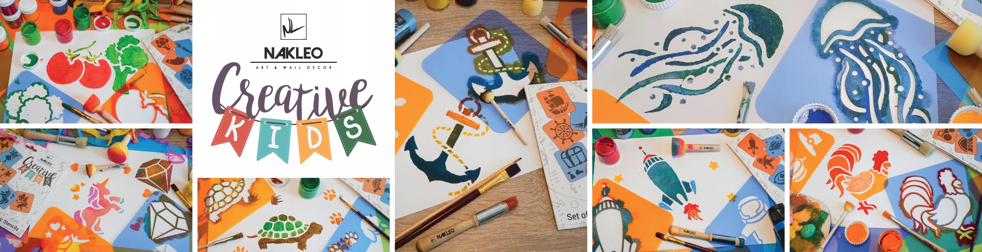 Szablony dla dzieci (8 szt.) 15x15cm GADY – PŁAZY Materiał plastik