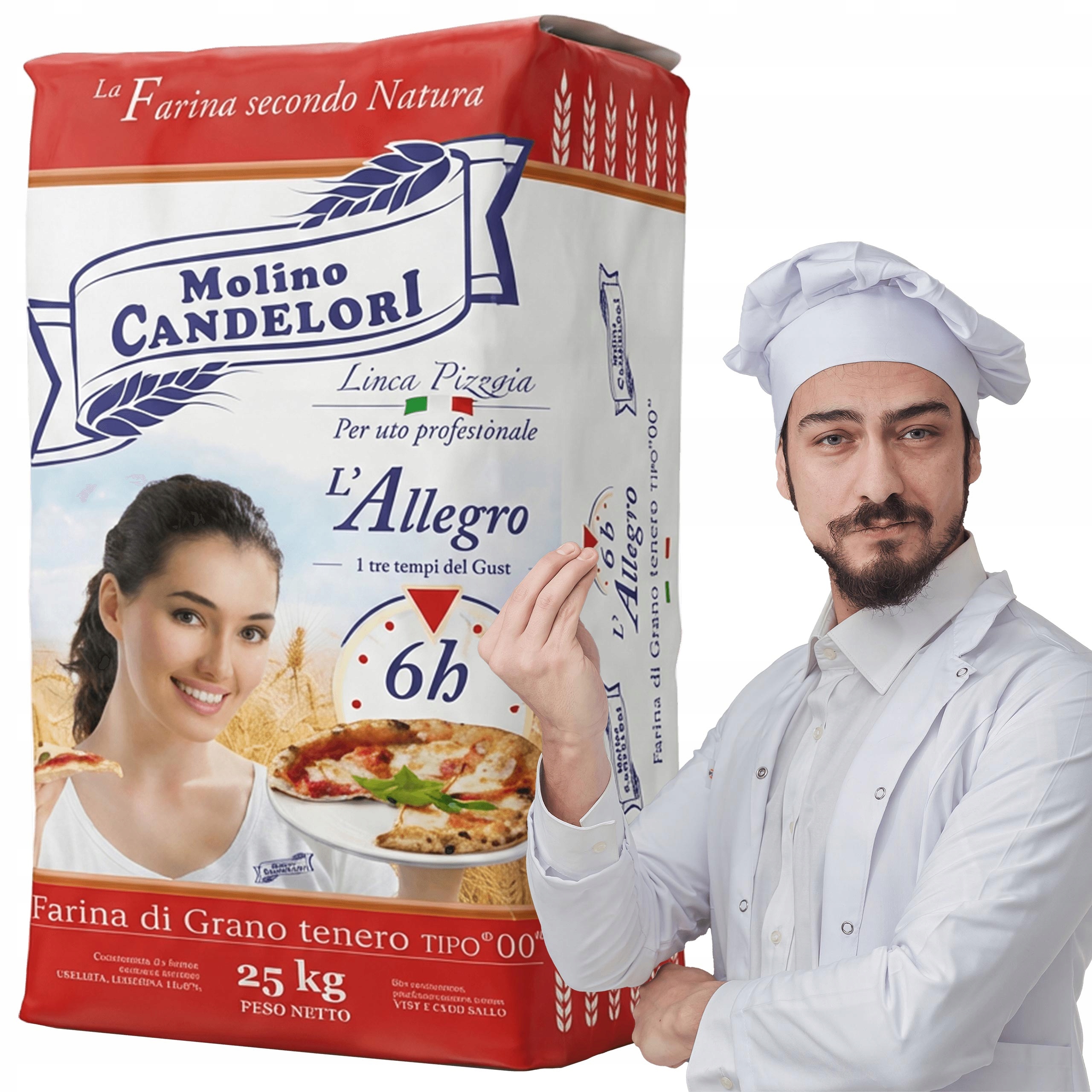 Levně Pšeničná mouka Typ 00 25 kg italská na pizzu Molino Candelori L’Allegro 6H