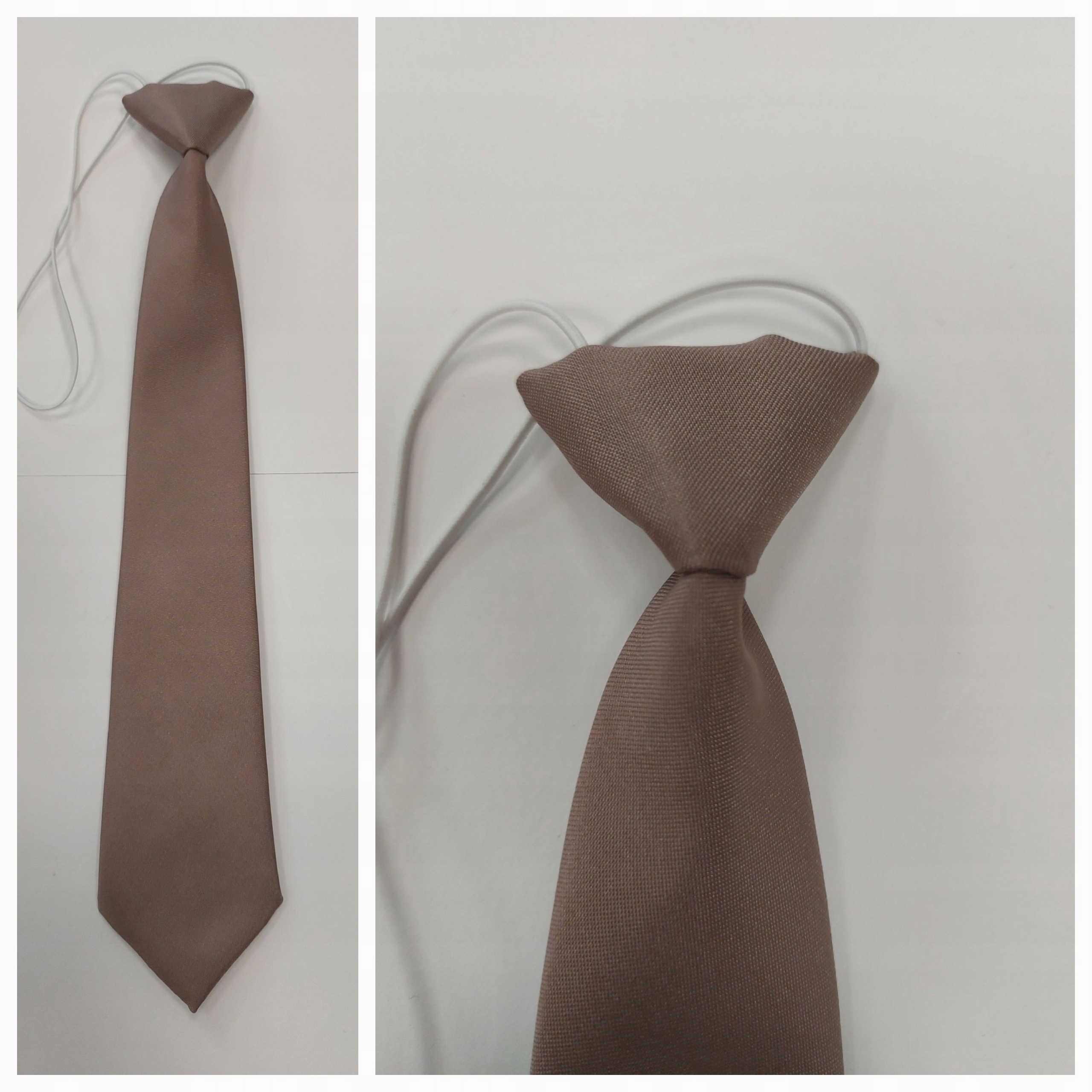 KRAWAT CHŁOPIĘCY NA GUMCE GŁADKI FANGO BRĄZOWY R.3-9L