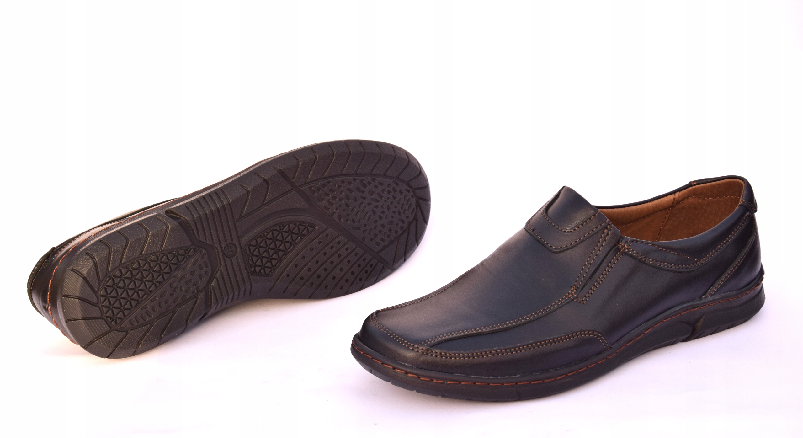 Półbuty wsuwane skórzane męskie buty polskie 115 Kolor czarny