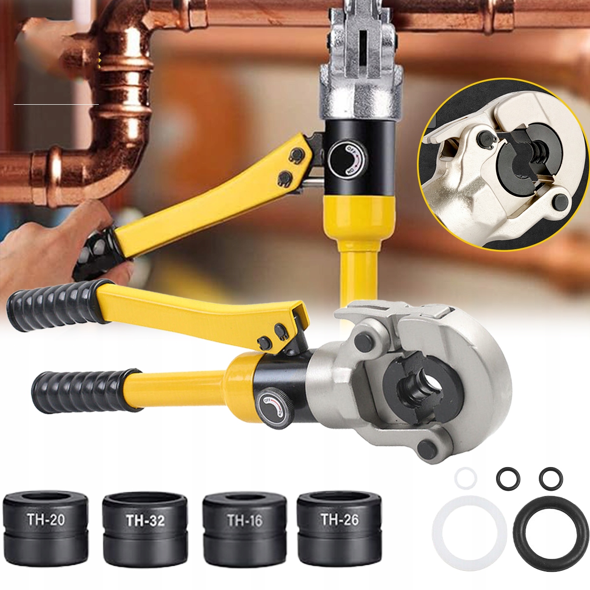 Hydraulická lisovací kleště na trubky Th Ø16-32 mm Upínací kleště