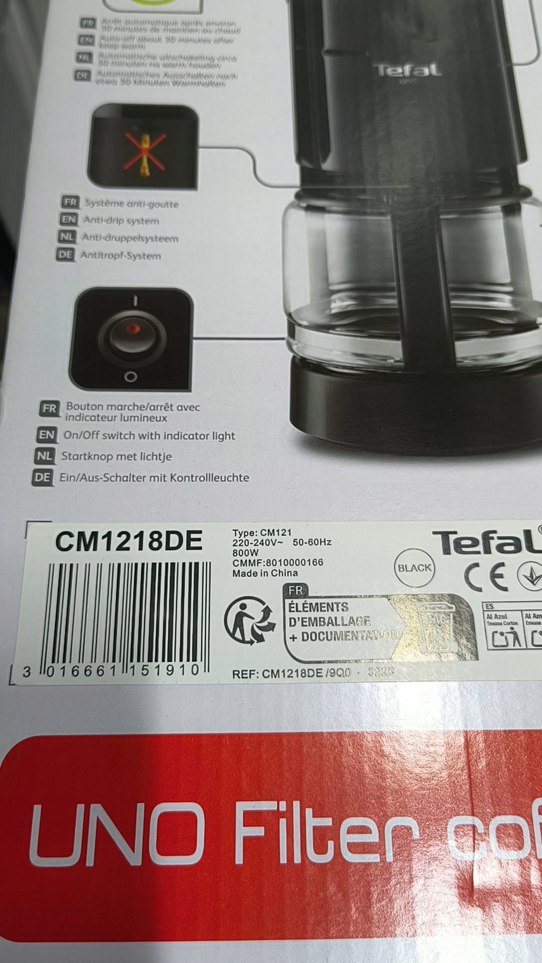 Tefal ekspres do kawy przelewowy Uno 1.100 800.00 — zdjęcie 8
