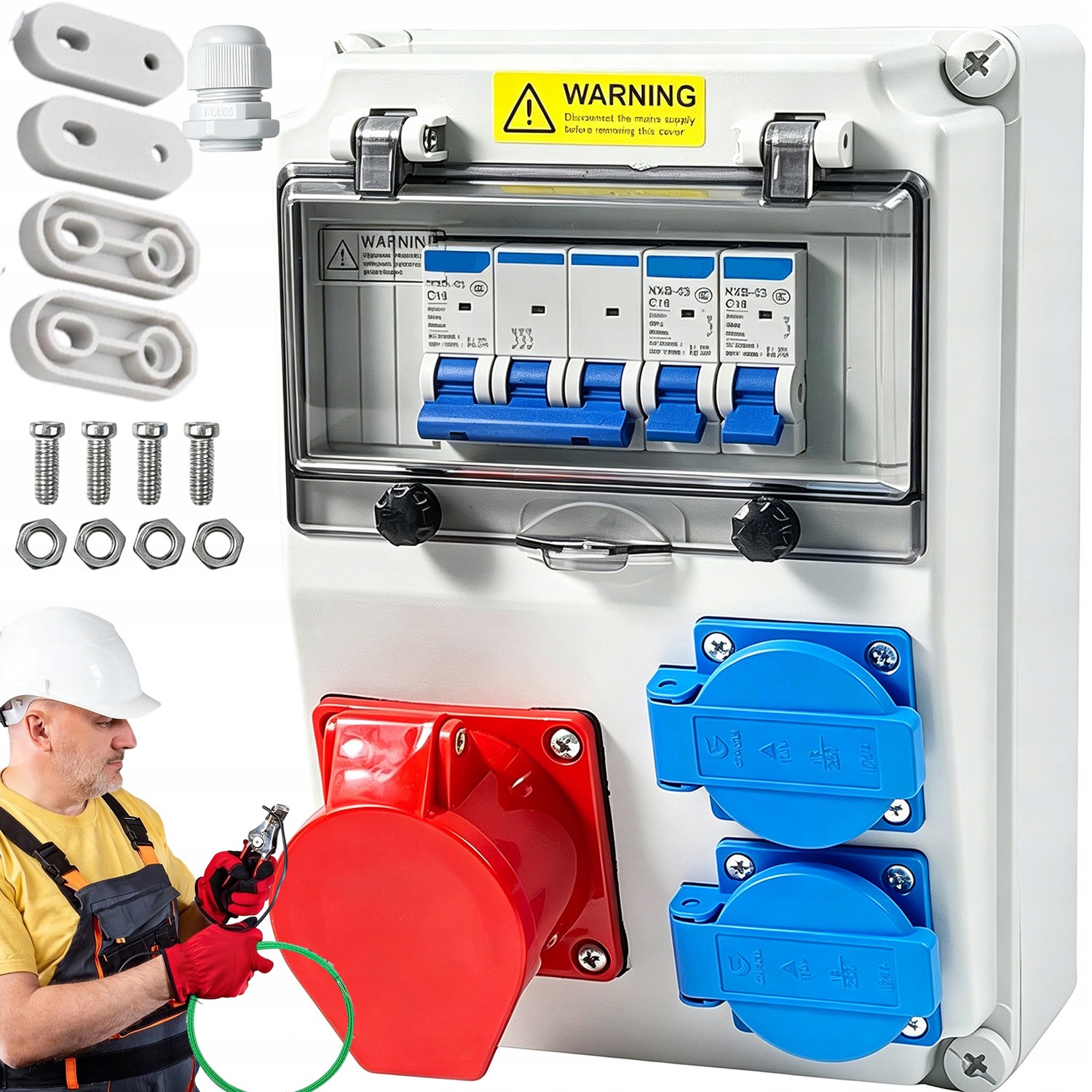 Záhradná Rozvádzačka Zabezpečená 16A 2x220V 400V Vodotesná IP67 IP54