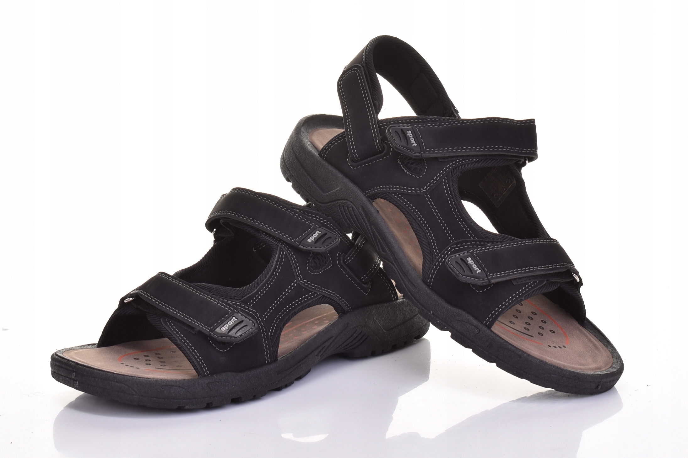 SANDAŁY MĘSKIE KLASYCZNE NA RZEPY LEKKIE SOLIDNE CZARNE