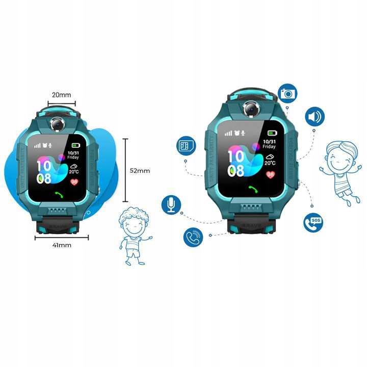 SMARTWATCH Zegarek dla dziecka SIM PL LOKALIZATOR Kolor dominujący zielony