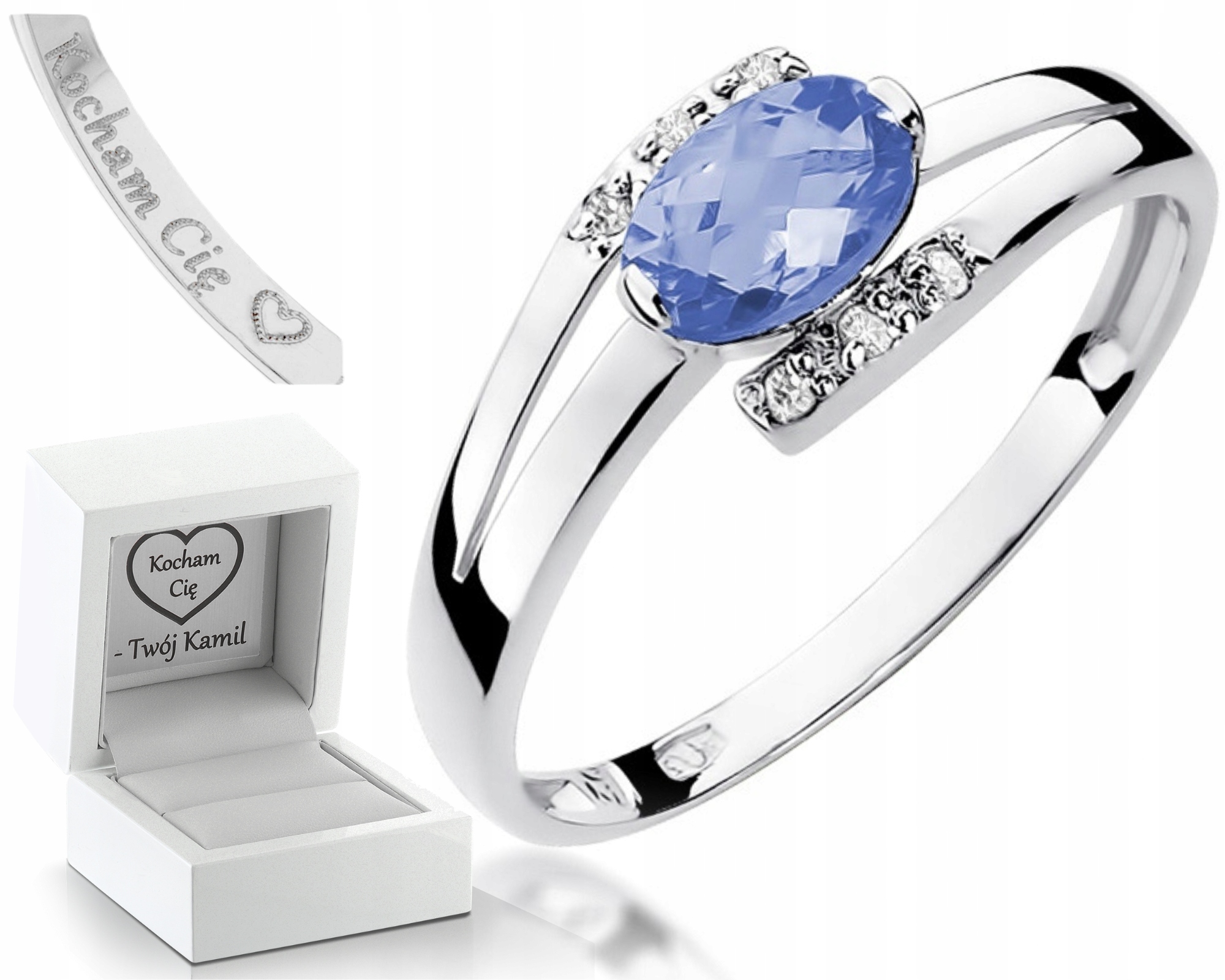 Prstýnek Tanzanitové Brilianty Bílé Zlato