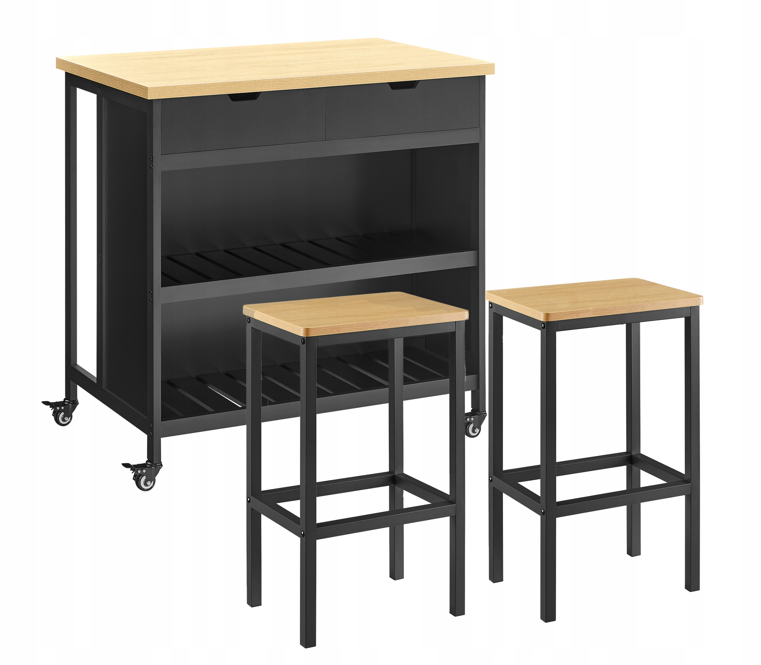 Wyspa kuchenna hokery zestaw dąb Homit