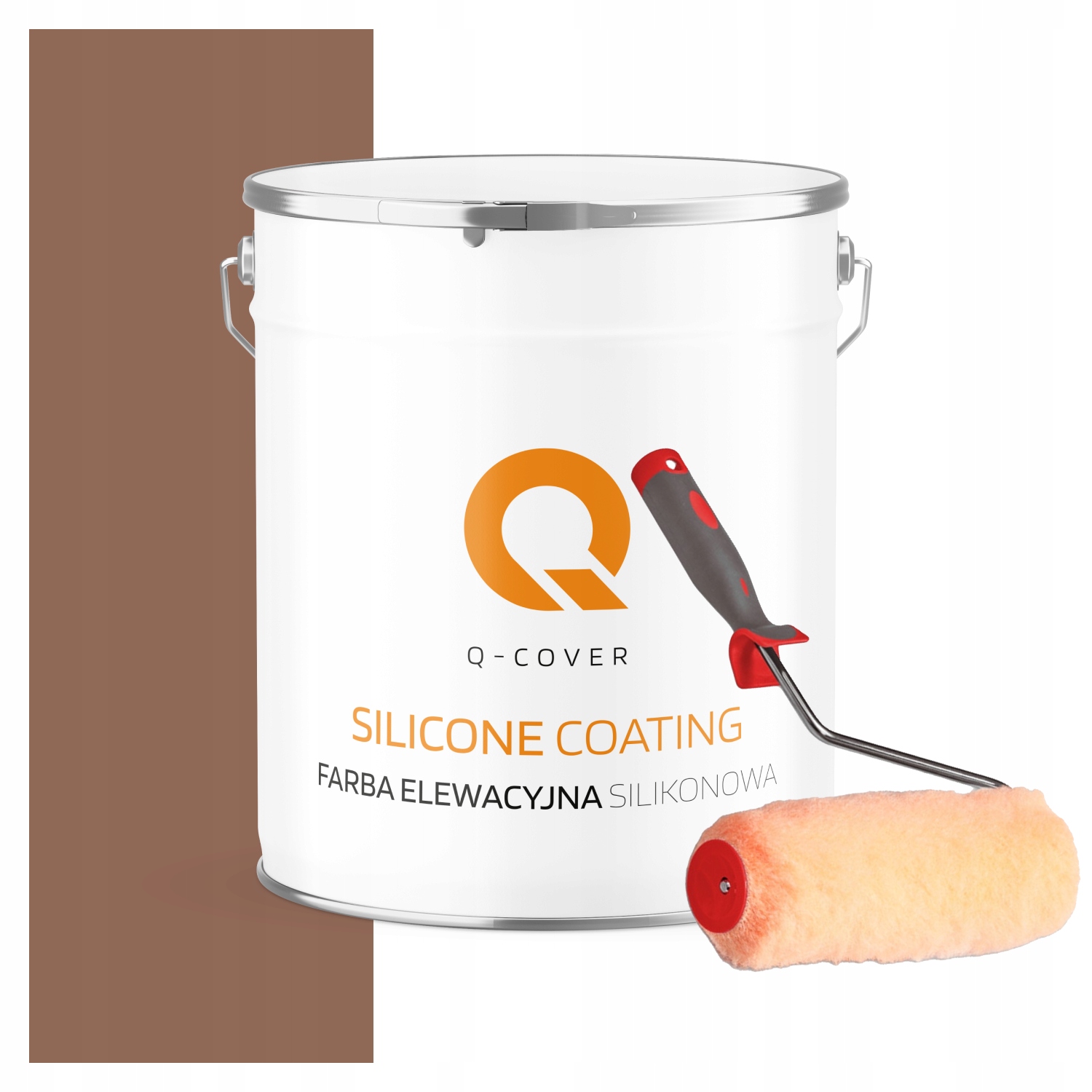 Fasádna silikónová vonkajšia farba na omietku 5L, farba hnedá Uv valček