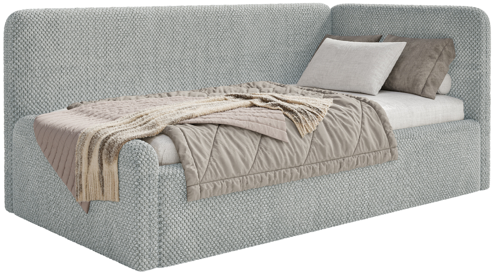 Postel pro mláděž 90x200 cm Fanklo šedá plyšová matrace pravá