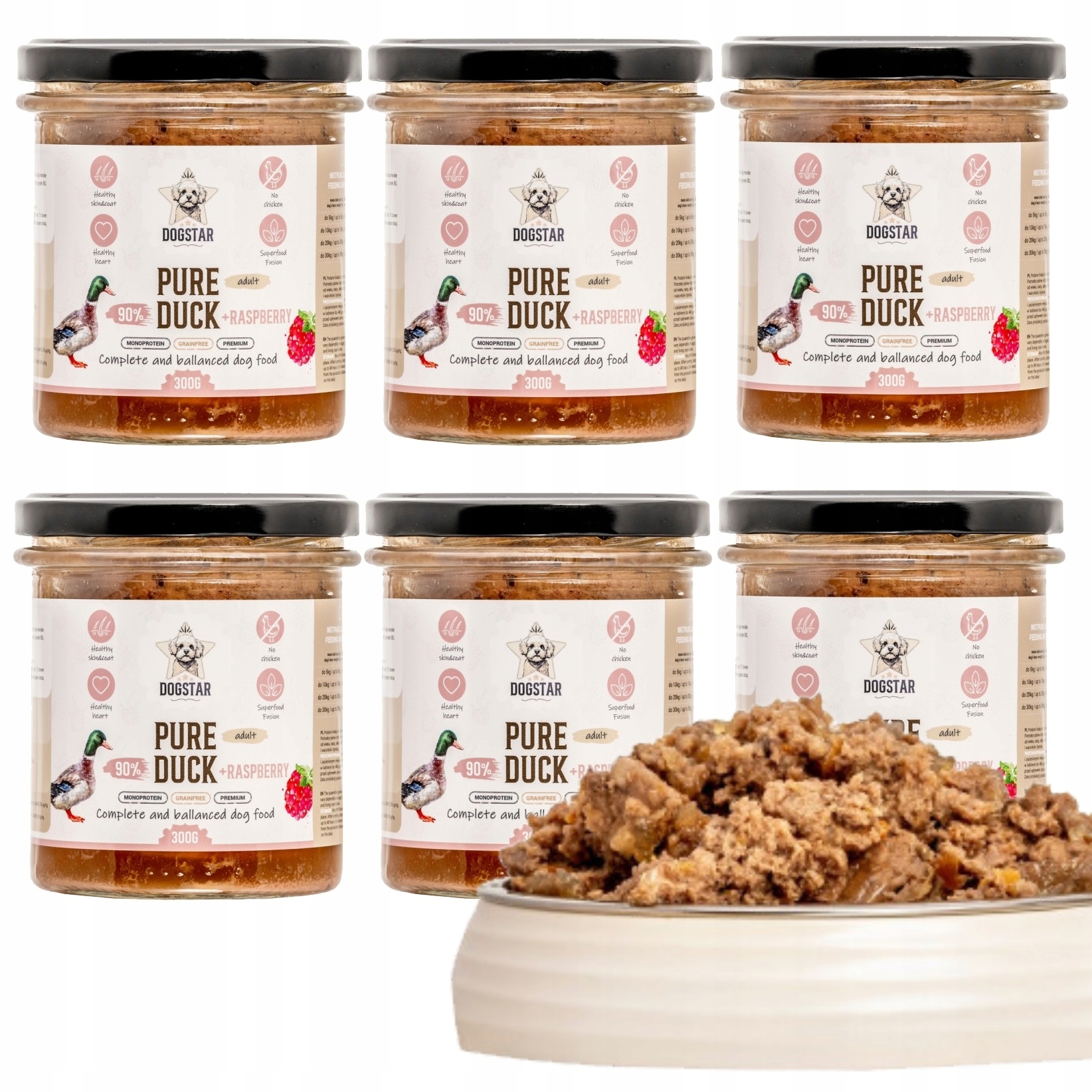 Dogstar Mokra Karma Dla Psa Pure Duck Pełnoporcjowa Kaczka 6x300g