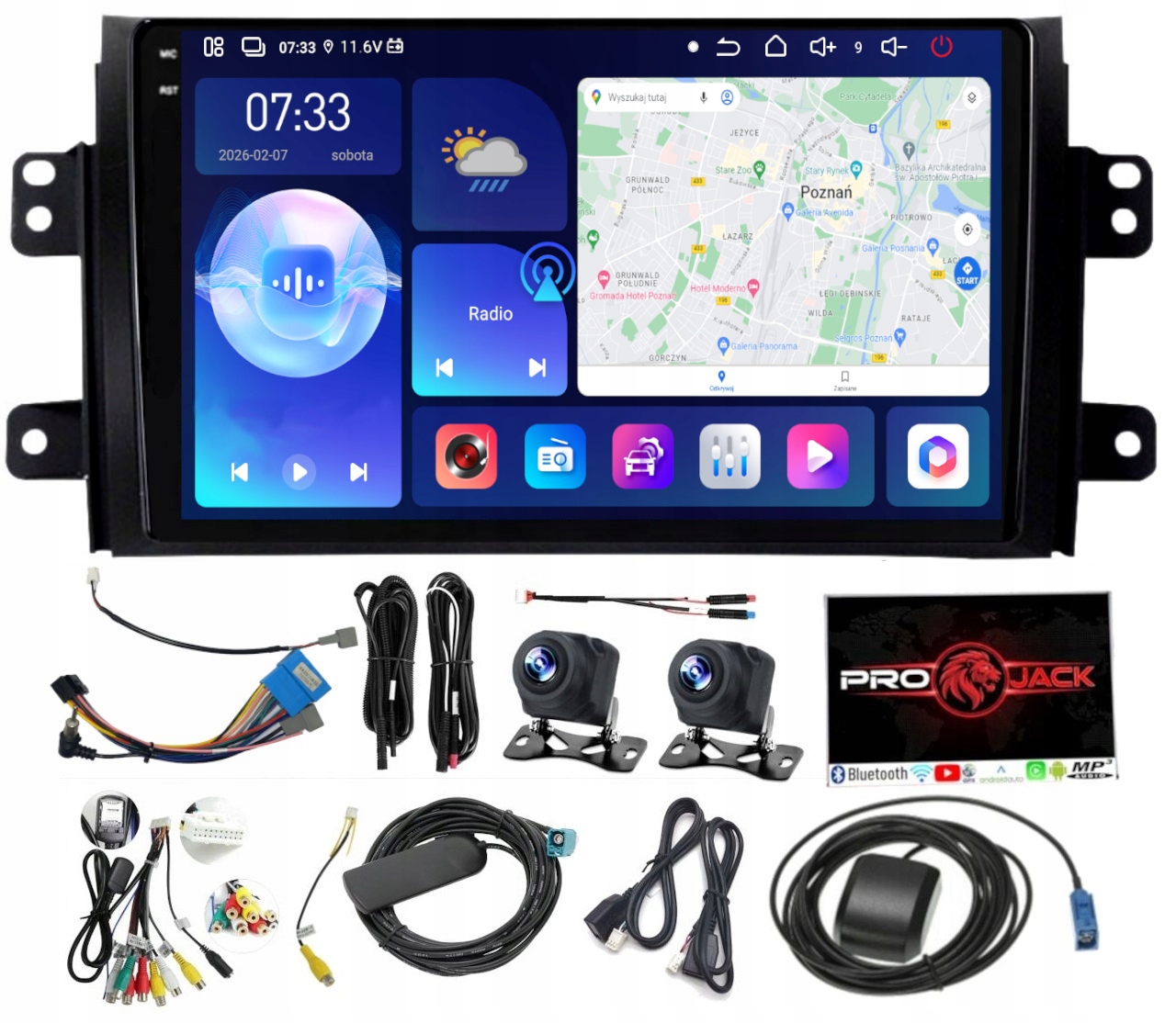 Navigační Rádio Carplay Android Bt Suzuki SX4 2006-2013 6GB 128GB Sim