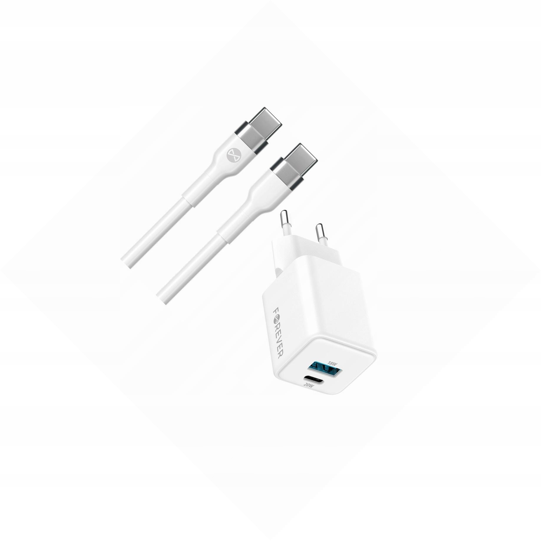Szybka ładowarka GaN 20W 2 wejścia Usb i Usb-c z kablem do Alcatel 1S 2021