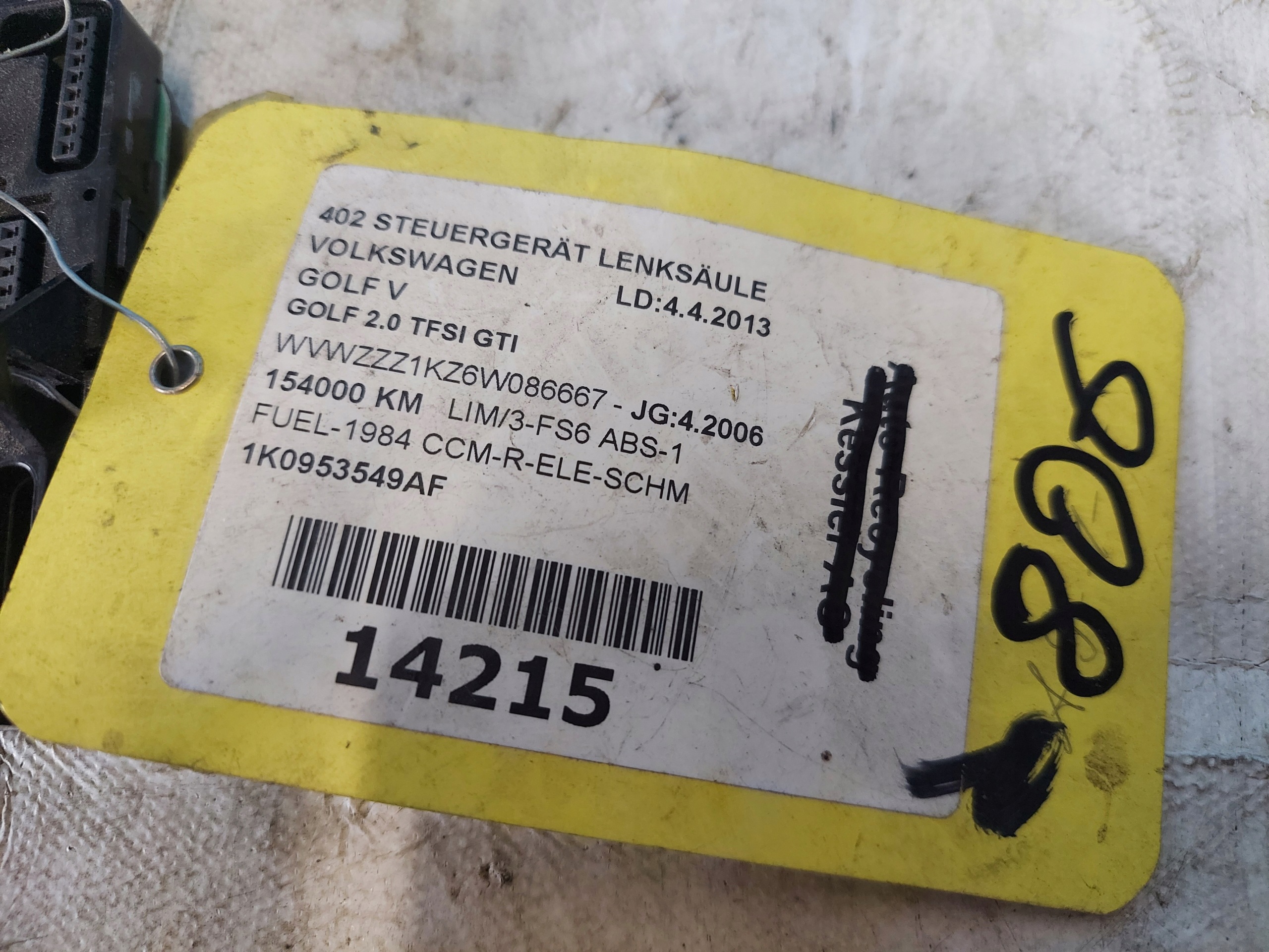 GOLF V 1K0953549AF module sensor KATA steering