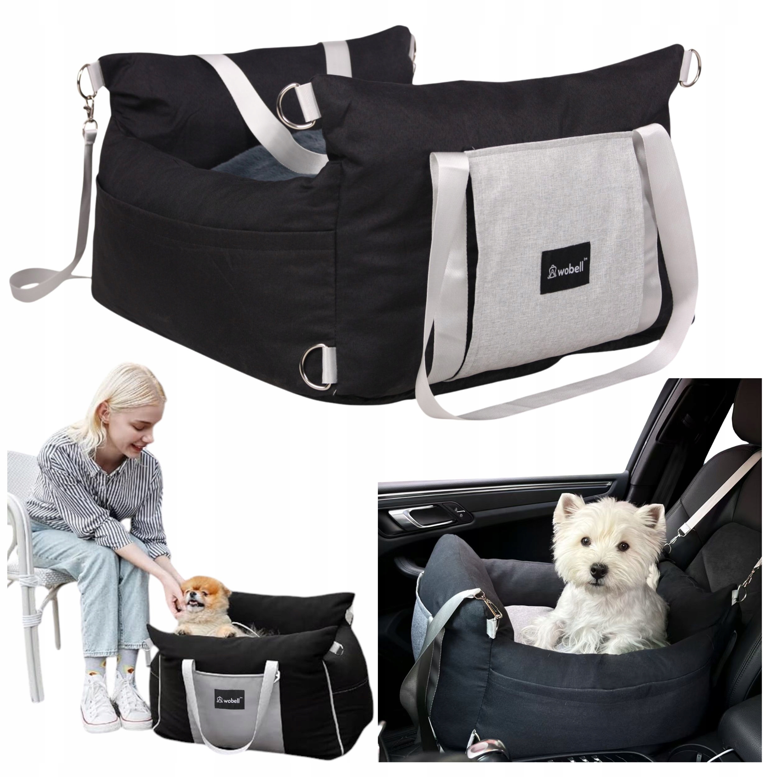 Přepravka taška pro psa kočku autosedačka do auta sedadlo pelíšek 3v1