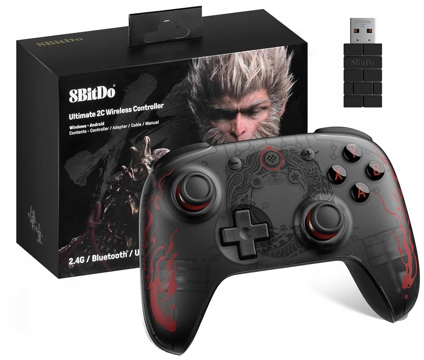 8Bitdo Ultimate 2C Hallův efektový ovladač 2.4G pro Android Pc, černá, Myth Wukong