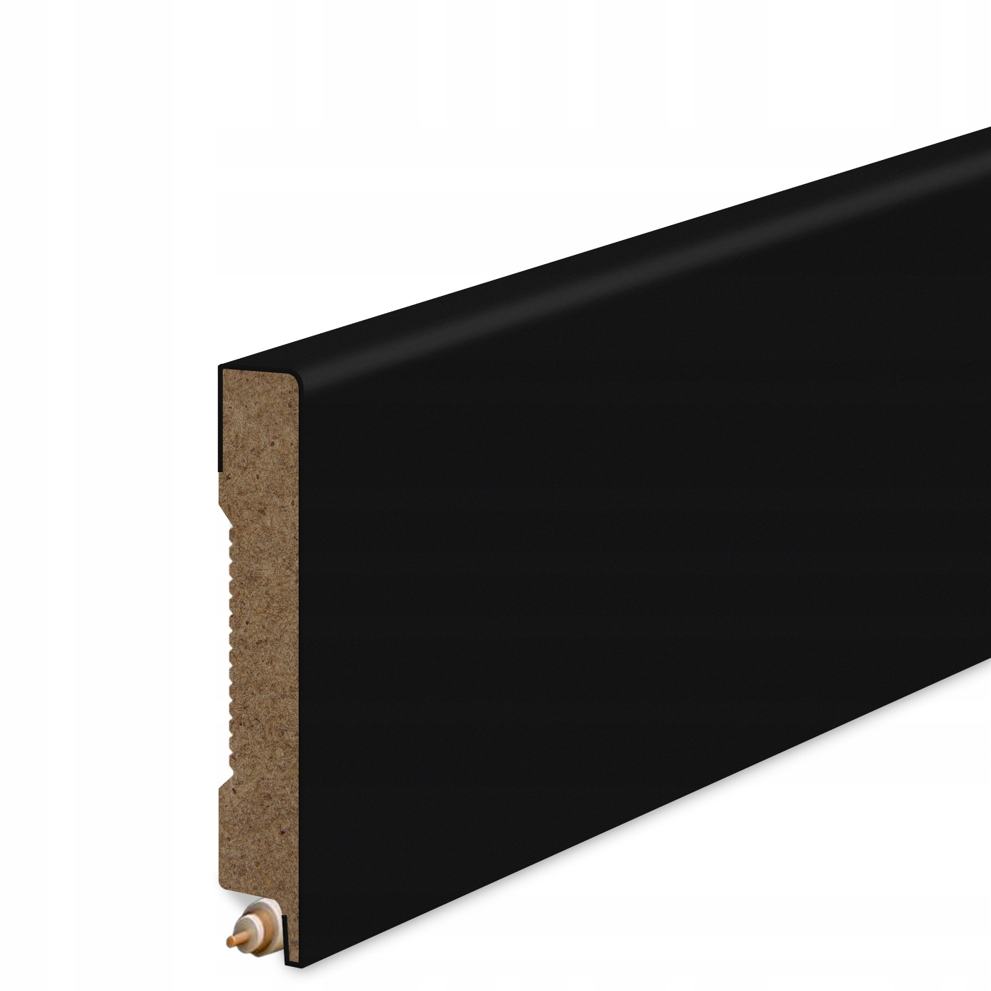 60x12 mm LISTWA PRZYPODŁOGOWA CZARNA MDF DEKORACYJNA COKÓŁ promień R2
