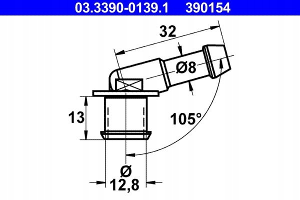 ŁĄCZNIK PRZEWODU ELASTYCZNEGO 03.3390-0139.1 ATE Marka ATE