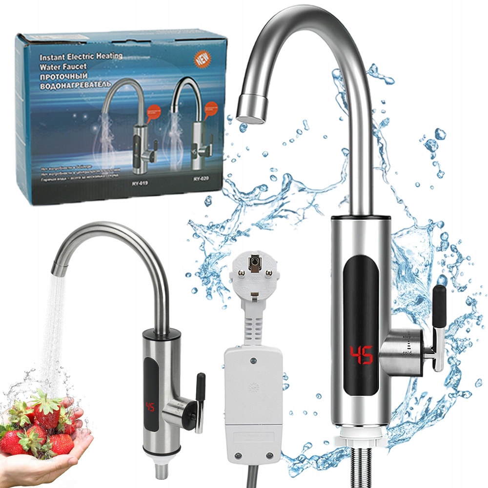 Elektrický Průtokový Ohřívač Vody LCD, Stolní Kuchyňská Baterie 3000 W