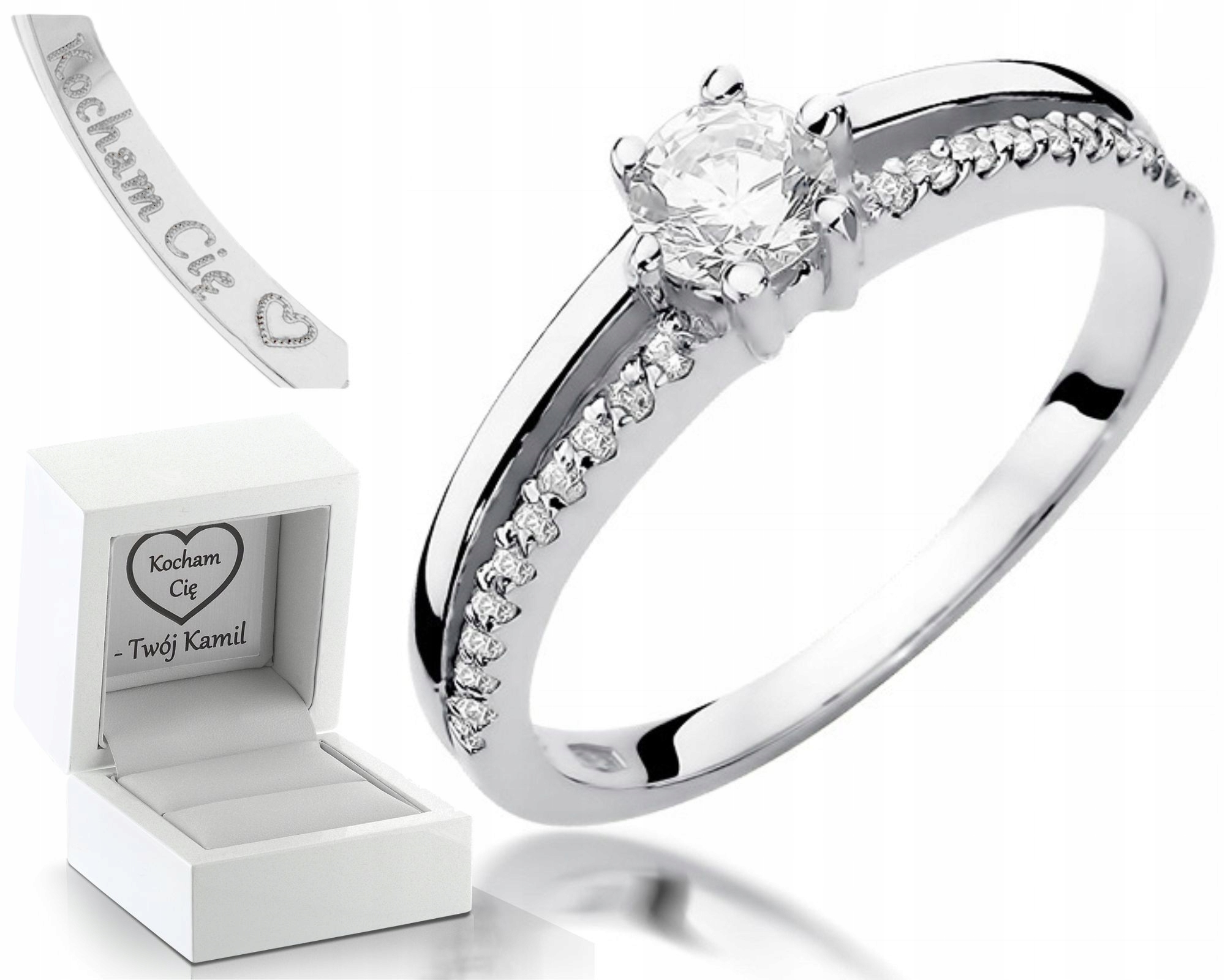 Prstýnek S Brilianty 0,40 Ct Bílé Zlato Gravírování