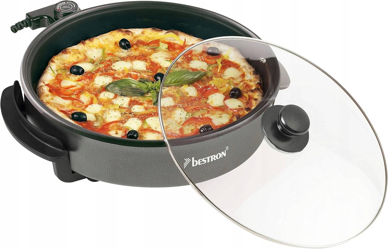 Bestron Elektryczna patelnia wielofunkcyjna Ø 28 cm ze szklaną pokrywką