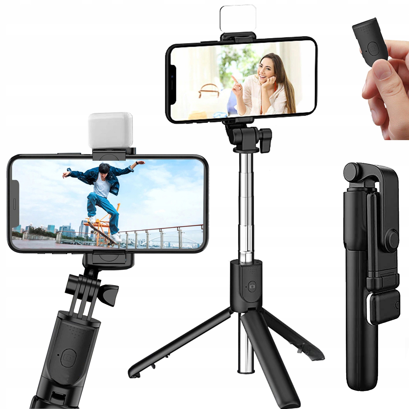 

Kijek Do Selfie Tripod Statyw Pilot Bluetooth Led
