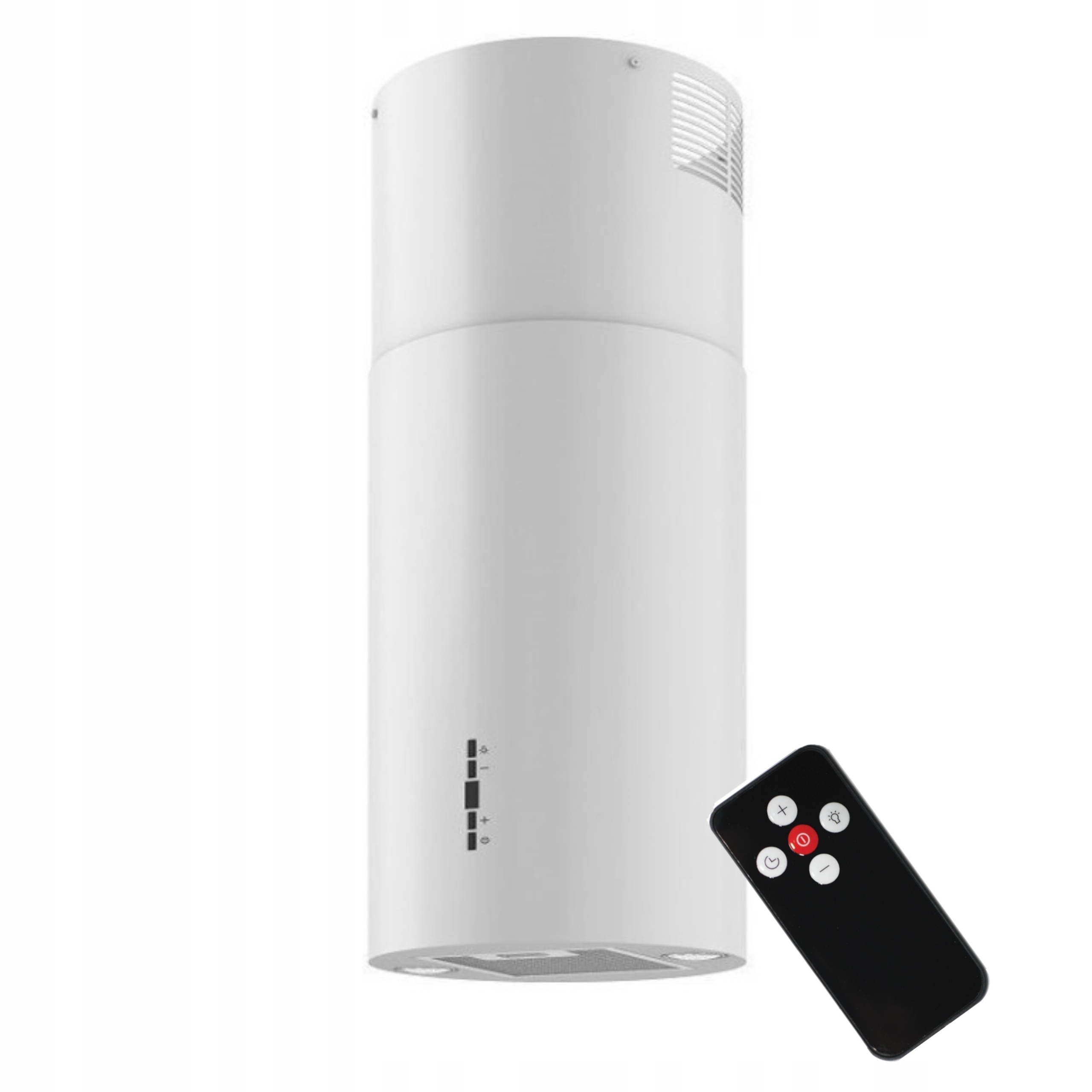 Okap kuchenny wyspowy kominowy tuba Maan 39 cm pilot Led Cichy Biały Mocny