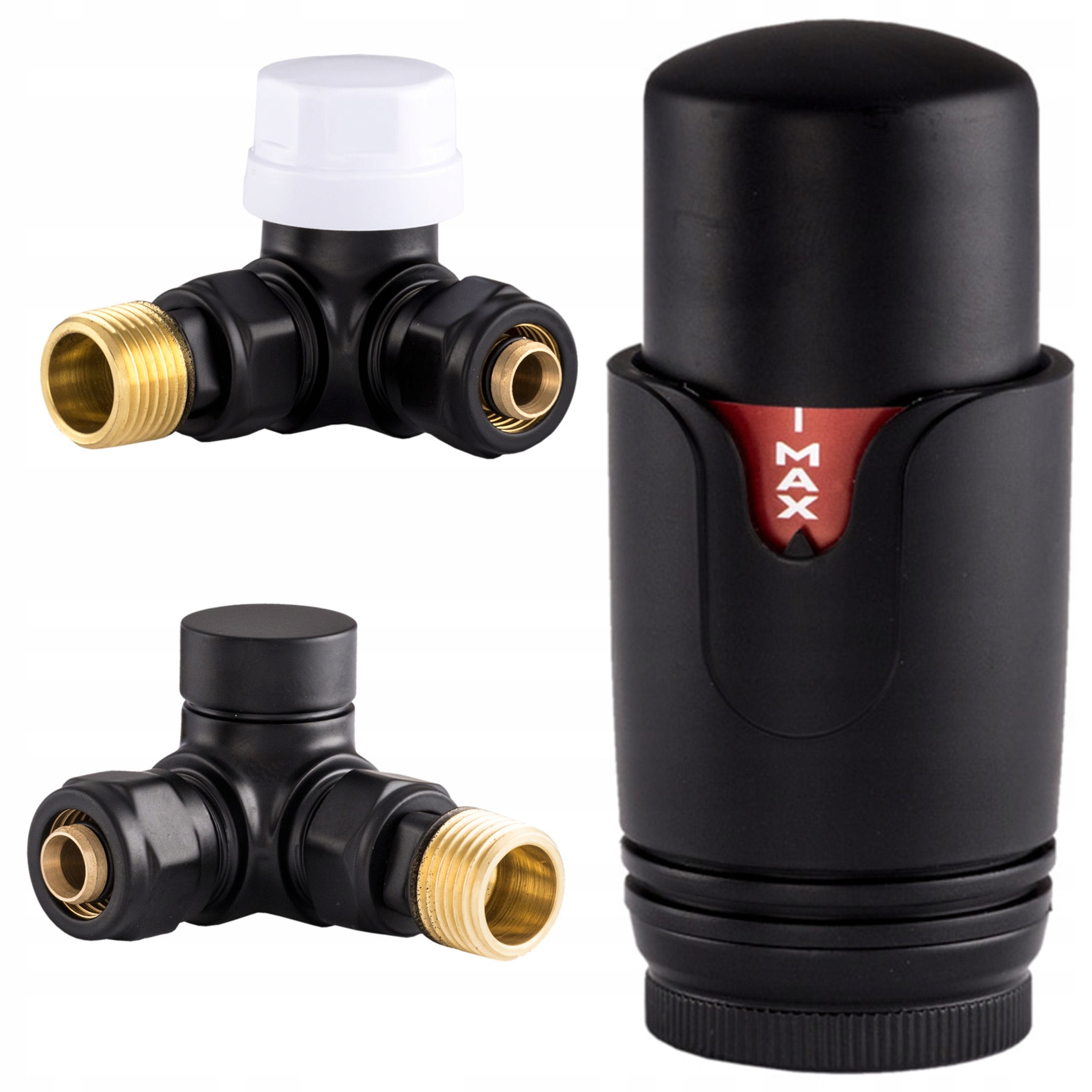 Čierny Termostatický Radiátorový Ventil 3-OSOVÝ Napájací, Uzatvárací 1/2"