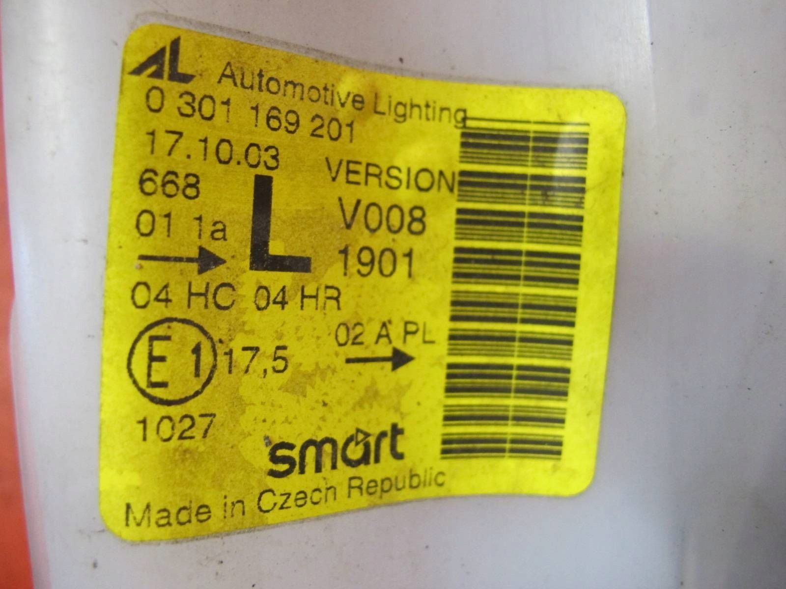 SMART ForTwo 450 LIFT 02- light REFLEKTOR left front front EUROPA