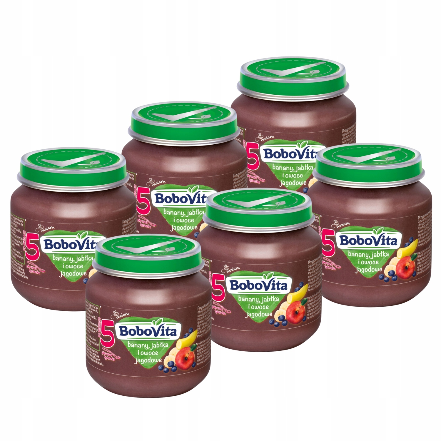 BoboVita Banany jabłka i owoce jagodowe 6x125g