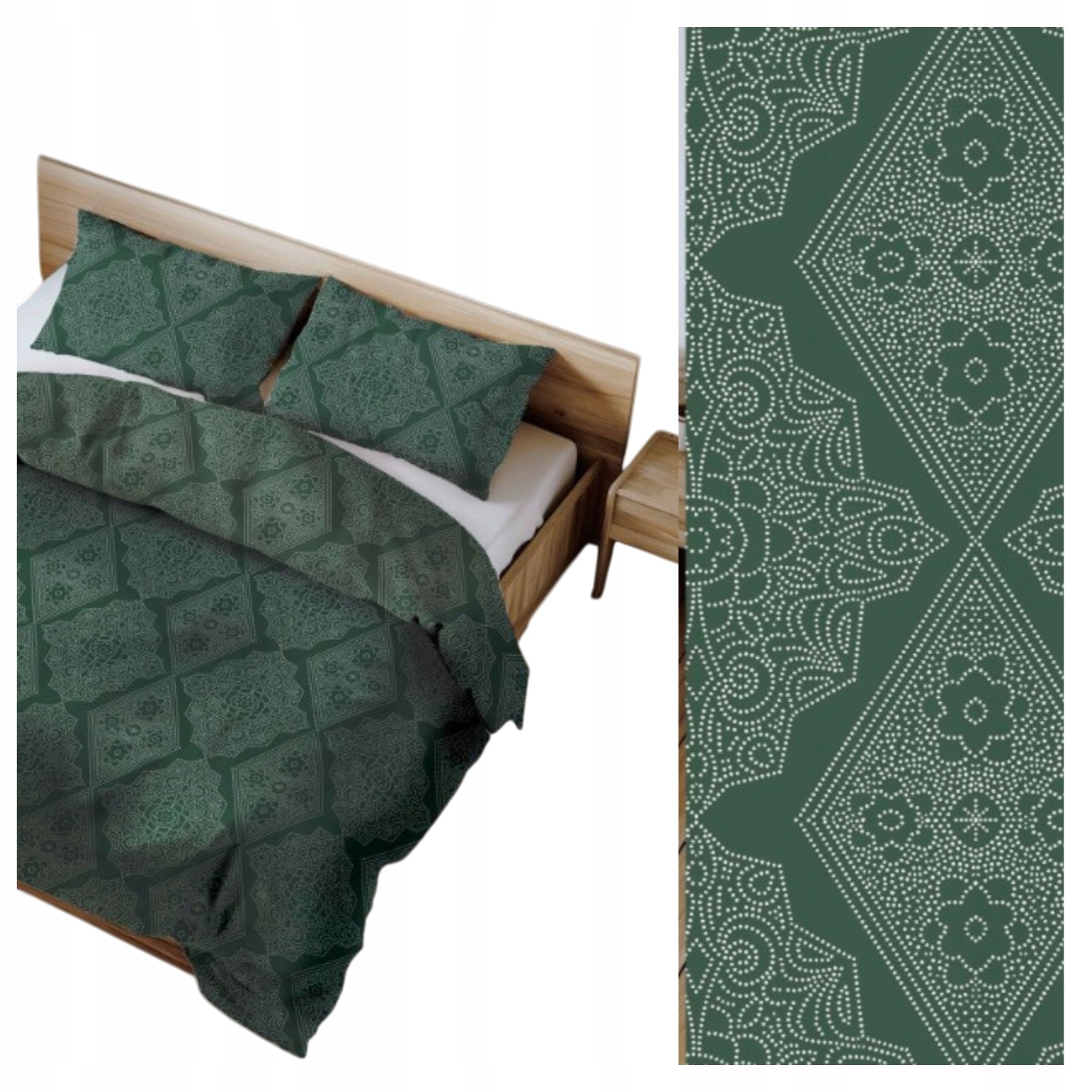 Komplet Pościeli Bawełnianej 160x200 Zamek Błyskawiczny Polska Zielona
