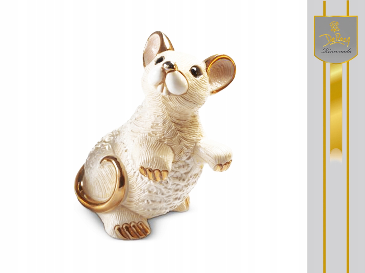 Keramická Figurka Potkan Biela Ručne Maľovaná Zberateľská Ozdoba