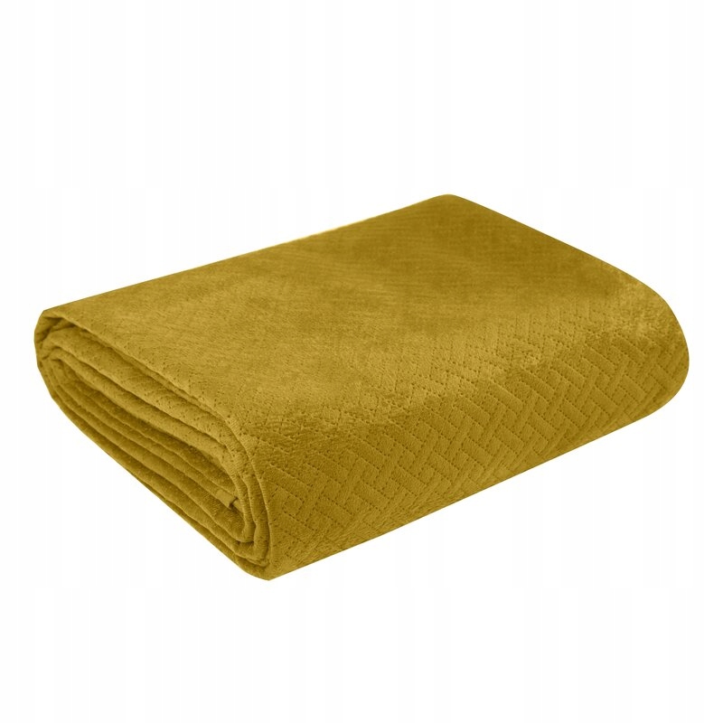Narzuta Na Łóżko Kapa Welurowa LUIZ5 200X220 Musztardowa