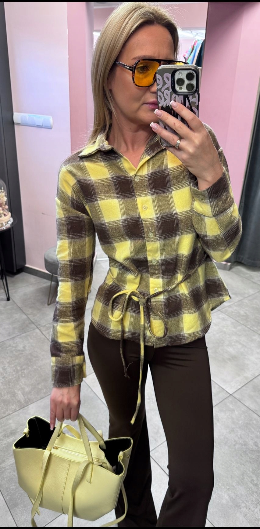 Dámská Košile S Korzetovým Zavazováním Na Zádech, Žlutá, Uni.