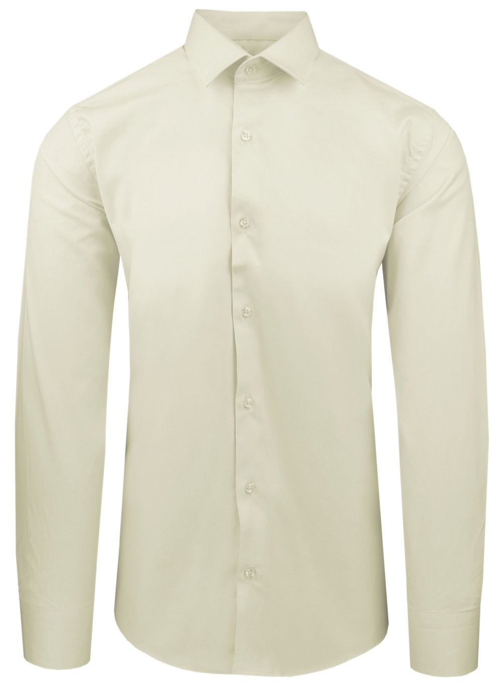 Pistáciová bavlněná košile s vypasovaným střihem, jednobarevná – 40/170-176