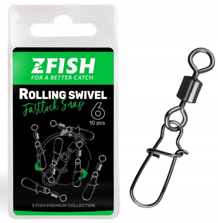 Krętlik z Agrafką ZFish Rolling Swivel with Fastlock Snap 6