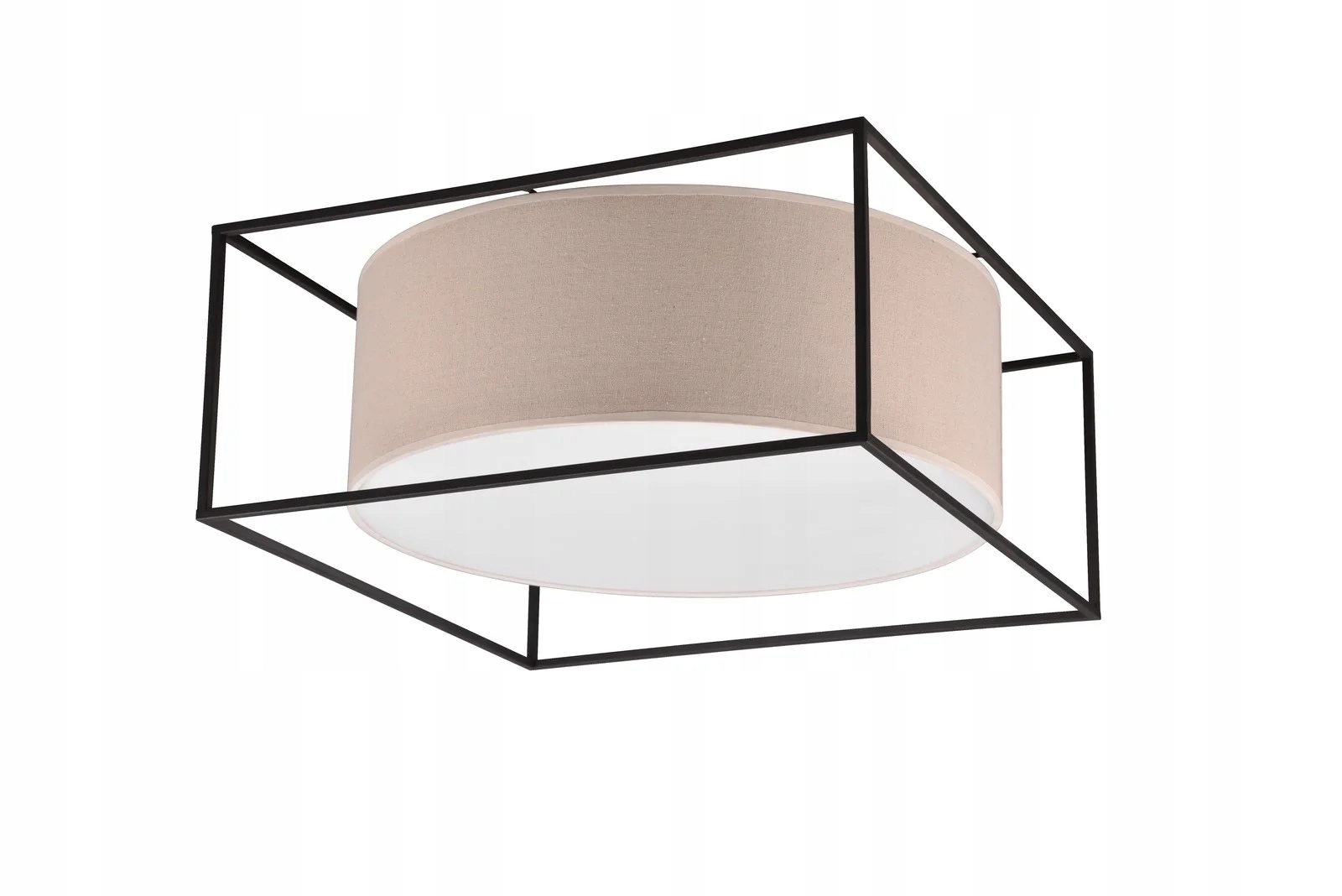 Trio Stropná lampa Ross tienidlo 50 cm E27 25 W, čierno-béžová tkanina