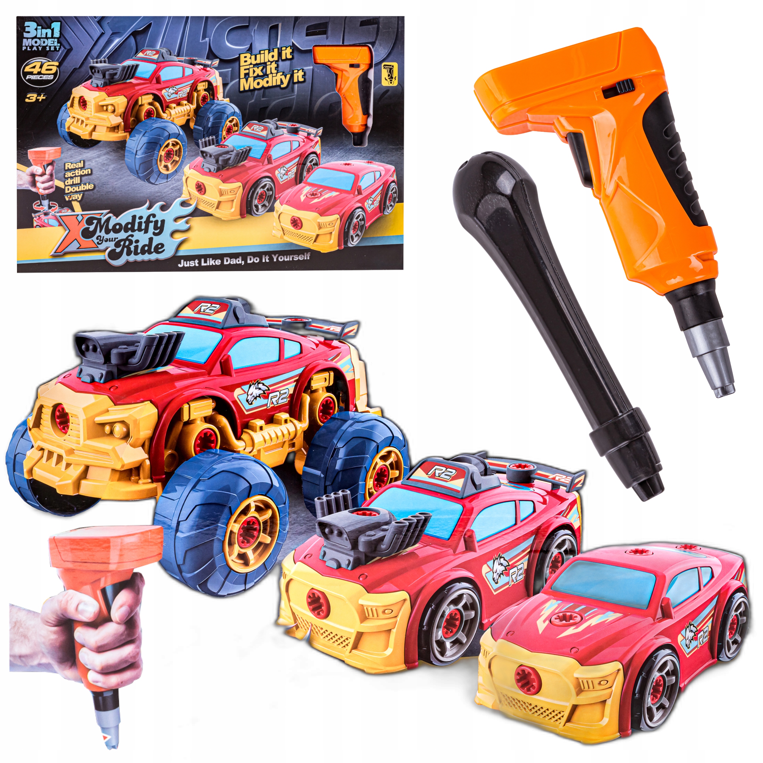 Samochód DO ROZKRĘCANIA Skręcania Auto Sportowe 3w1 Śruby Tuning WKRĘTARKA