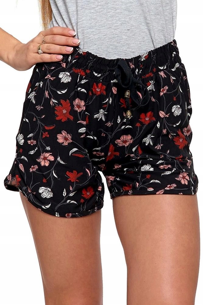 

Szorty damskie dzianinowe w kwiaty - wzór 1 L/XL