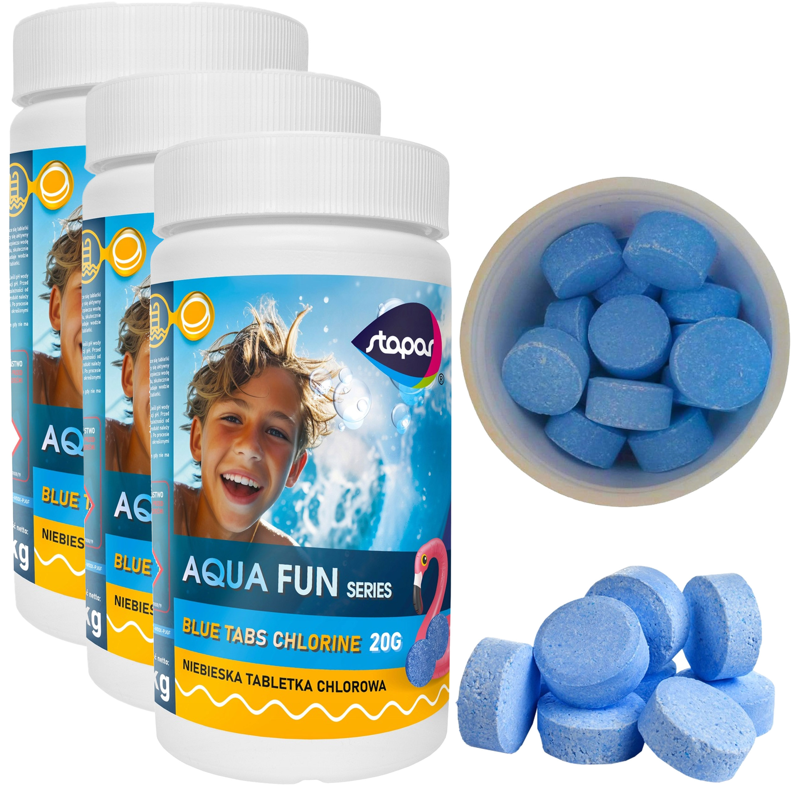 Chlor Multi Tabletki Chemia Do Basenu Blue 3 x 1kg Małe 20g Stapar 150 Szt