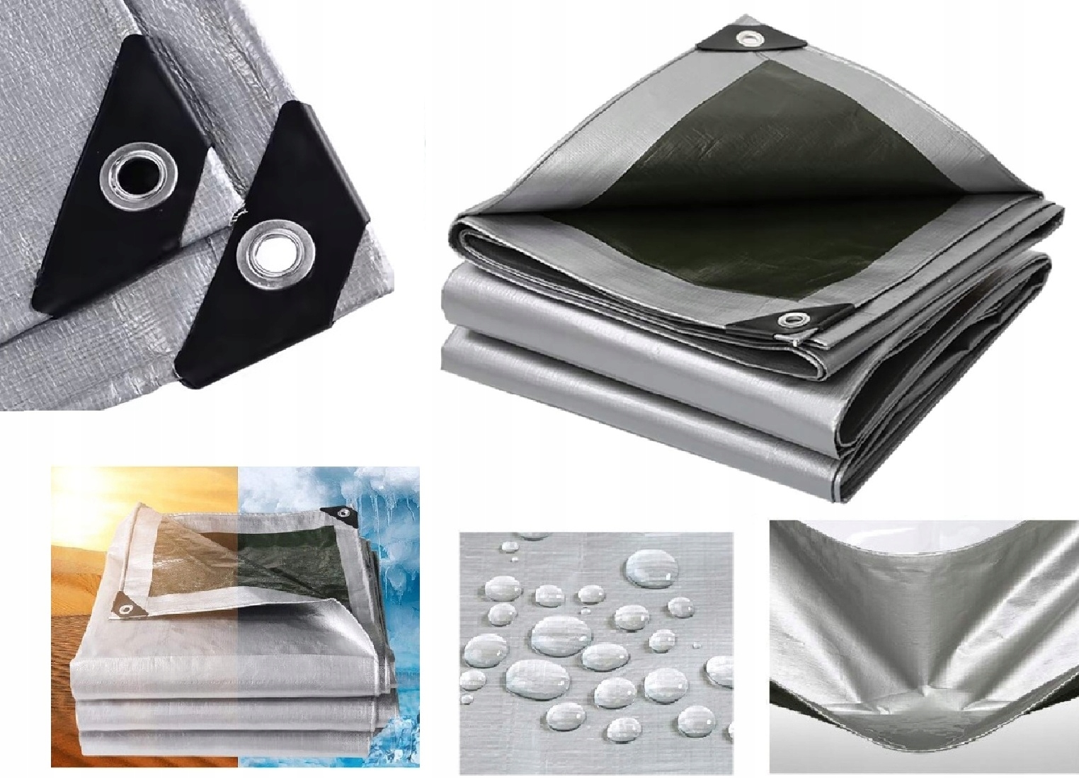 Plandeka z oczkami 10X12 260g MROZOODPORNA płachta MOCNA okrycie GRUBA UV+